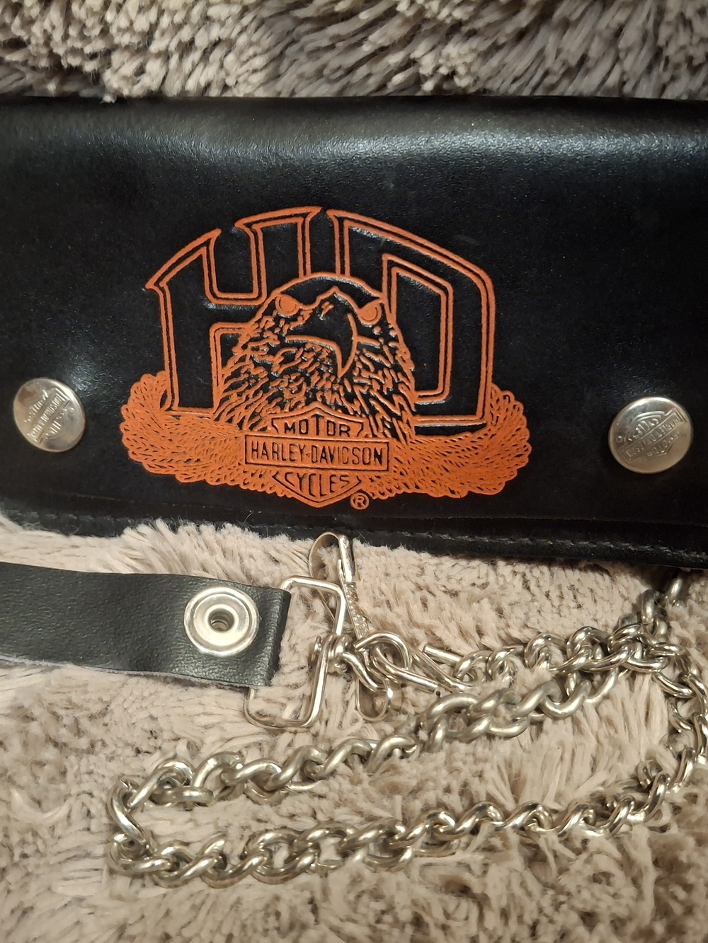 Harley-Davidson Black Wallet with Orange Eagle Emblem